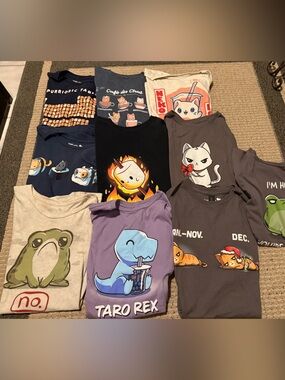10 Tee Turtle Short Sleeve Graphic Tee - Cute Dino Bubble Tea, Frog, Cat Unisex